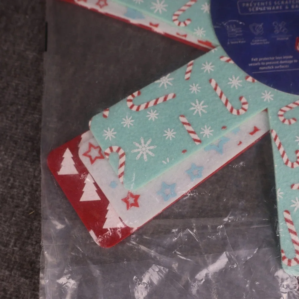 BKLYN Steel Co Cookware Protector Set Of 3 Holiday Blues Candy Cane Christmas